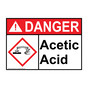 ANSI DANGER Acetic Acid Sign with GHS Symbol ADE-37249