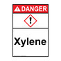Portrait ANSI DANGER Xylene Sign with GHS Symbol ADEP-37456