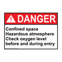 ANSI DANGER Confined space Hazardous atmosphere Sign ADE-50311