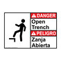 English + Spanish ANSI DANGER Open Trench Sign With Symbol ADB-5065