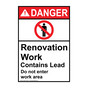 Portrait ANSI DANGER Renovation Work Contains Lead Sign with Symbol ADEP-13024