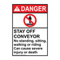 Portrait ANSI DANGER Stay Off Conveyor No Standing Sign with Symbol ADEP-4120-R