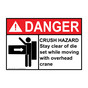 ANSI DANGER Crush Hazard Stay Clear Of Die Set Sign with Symbol ADE-13081