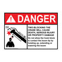 ANSI DANGER TWO-BLOCKING THE CRANE WILL CAUSE DEATH, SERIOUS INJURY Sign with Symbol ADE-13103