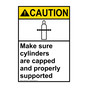 Portrait ANSI CAUTION Make Sure Cylinders Are Capped Sign with Symbol ACEP-4450