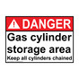 ANSI DANGER Gas cylinder storage area Keep all cylinders Sign ADE-28243