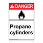 Portrait ANSI DANGER Propane Cylinders Sign with Symbol ADEP-5390