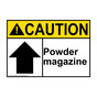 ANSI CAUTION Powder magazine [up arrow] Sign with Symbol ACE-28849