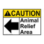 ANSI CAUTION Animal Relief Area [left arrow] Sign with Symbol ACE-28930