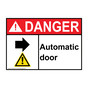 ANSI DANGER Automatic door [right arrow] Sign with Symbol ADE-28703