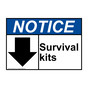 ANSI NOTICE Survival kits [down arrow] Sign with Symbol ANE-28775