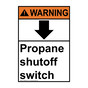 Portrait ANSI WARNING Propane shutoff switch Sign with Symbol AWEP-28751