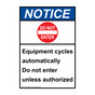 Portrait ANSI NOTICE Equipment cycles Sign with Symbol ANEP-28568