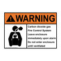 ANSI WARNING Carbon dioxide gas Fire Sign with Symbol AWE-28550