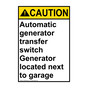 Portrait ANSI CAUTION Automatic generator transfer switch Sign ACEP-25539