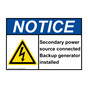 ANSI NOTICE Secondary power source Sign with Symbol ANE-28607