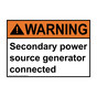 ANSI WARNING Secondary power source generator connected Sign
