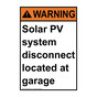Portrait ANSI WARNING Solar PV system disconnect located Sign AWEP-27036