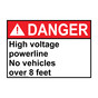 ANSI DANGER High voltage powerline No vehicles over 8 feet Sign ADE-27022