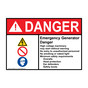 ANSI DANGER Emergency Generator Danger High Sign with Symbol ADE-28603