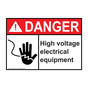 ANSI DANGER High Voltage Electrical Equipment Sign with Symbol ADE-3695
