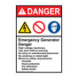 Portrait ANSI DANGER Emergency Generator Sign with Symbol ADEP-28603