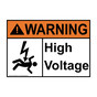 ANSI WARNING High Voltage Sign with Symbol AWE-28593