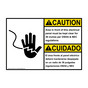English + Spanish ANSI CAUTION Area in front of this electrical panel kept clear Sign With Symbol ACB-1285