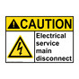 ANSI CAUTION Electrical service main disconnect Sign with Symbol ACE-28620