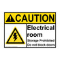 ANSI CAUTION Electrical Room Storage Prohibited Sign with Symbol ACE-28652