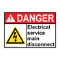 ANSI DANGER Electrical service main disconnect Sign with Symbol