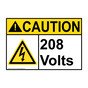 ANSI CAUTION 208 Volts Sign with Symbol ACE-1042