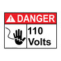 ANSI DANGER 110 Volts Sign with Symbol ADE-1015
