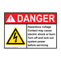 ANSI DANGER Hazardous voltage Contact may Sign with Symbol ADE-30281