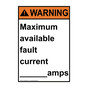 Portrait ANSI WARNING Maximum available fault Sign AWEP-26847