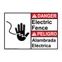 English + Spanish ANSI DANGER Electric Fence Sign With Symbol ADB-2675
