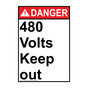 Portrait ANSI DANGER 480 Volts Keep out Sign ADEP-27017