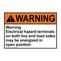 ANSI WARNING Warning Electrical hazard terminals on both Sign AWE-30124