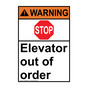 Portrait ANSI WARNING Elevator out of order Sign with Symbol AWEP-28682