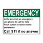 ANSI EMERGENCY In the event of an emergency use phone to Sign AEE-28999