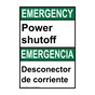 English + Spanish ANSI EMERGENCY Power Shutoff Sign AEB-8375