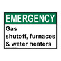 ANSI EMERGENCY Gas shutoff, furnaces & water heaters Sign AEE-29017