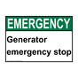 ANSI EMERGENCY Generator emergency stop Sign AEE-29022