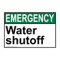 ANSI EMERGENCY Water Shutoff Sign AEE-8564