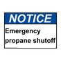 ANSI NOTICE Emergency propane shutoff Sign ANE-29007