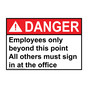 ANSI DANGER Employees only beyond this point All others Sign ADE-29127