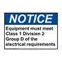 ANSI NOTICE Equipment must meet Class 1 Division 2 Group Sign ANE-30018