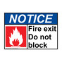 ANSI NOTICE Fire exit Do not block Sign with Symbol ANE-29244