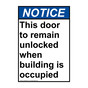 Portrait ANSI NOTICE This door to remain unlocked when Sign ANEP-29332