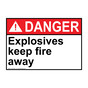 ANSI DANGER Explosives keep fire away Sign ADE-30391